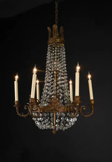 Six Light Crystal Basket Chandelier