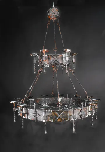 Wrought Iron Two Tiered Non-Electric Chandelier