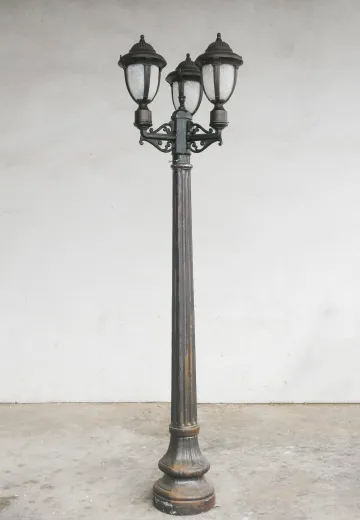 Three Head Park Style Lamp Post