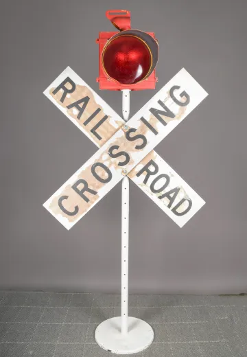 Red & White Metal "Railroad Crossing" Sign