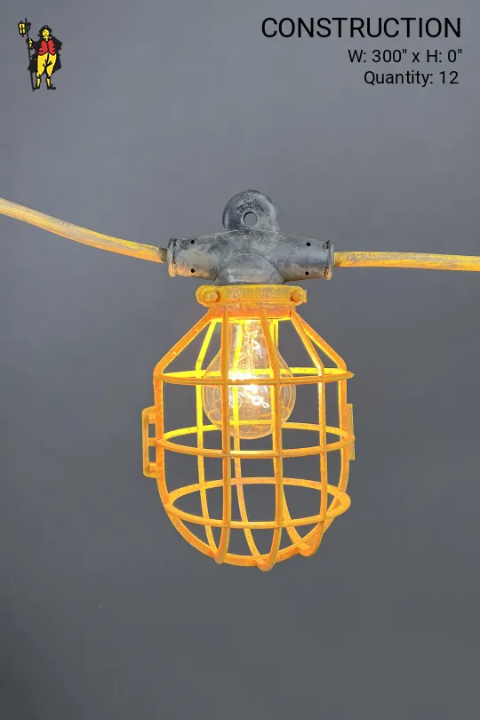25' Yellow Plastic Caged Construction String Lights
