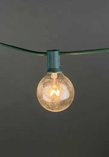 25' Green StrandString Light w/Clear Globe Bulbs