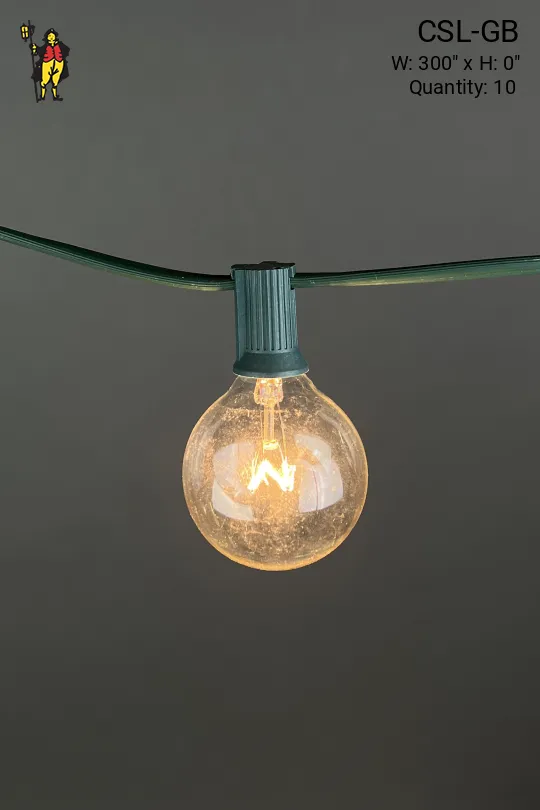 25' Green StrandString Light w/Clear Globe Bulbs
