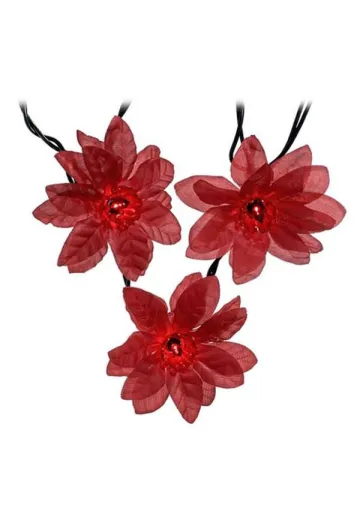 25' Red Poinsettia String Light (Indoor Only)