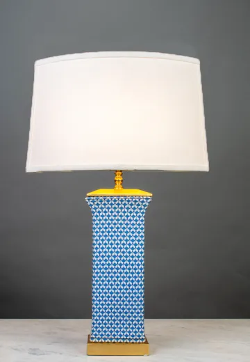 Painted Blue & White Ceramic Table Lamp