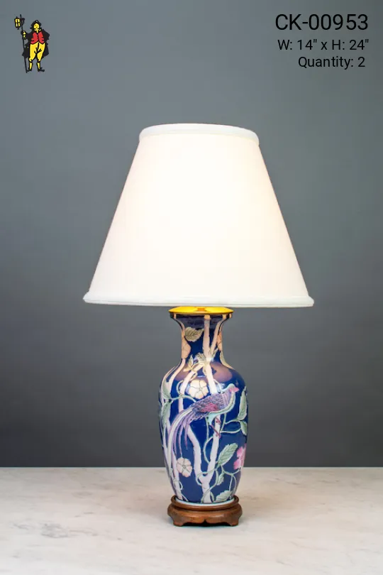 Painted Floral Ceramic Table Lamp