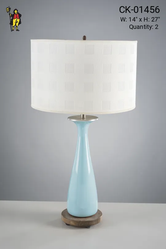 Mid-Century Ceramic Table Lamp w/Wooden Base