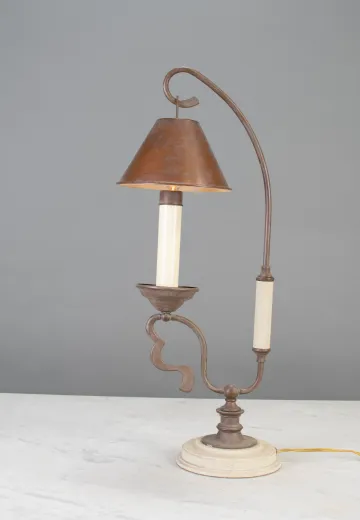 Single Candle Bridge Table Lamp w/Ceramic Base