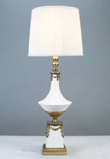 White Ceramic Mid-Century Table Lamp