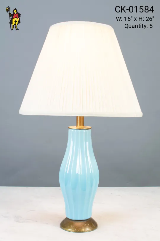 Blue Ceramic Mid-Century Table Lamp
