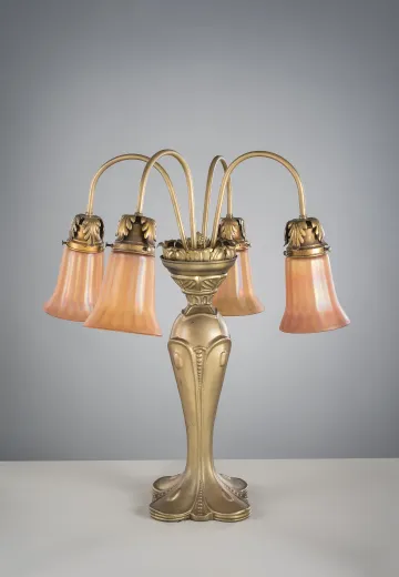 Four Light Table Lamp w/Ormalu Glass Shades