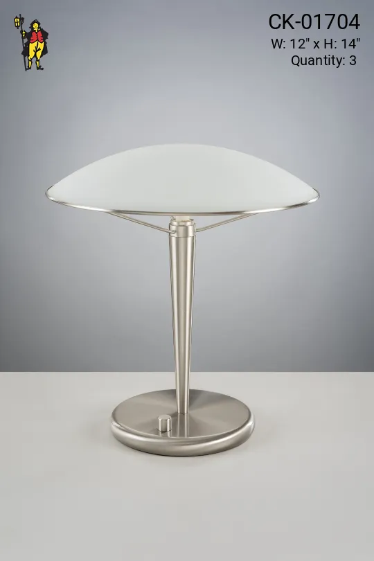 Brushed Nickel Table Lamp w/Milk Glass Shade