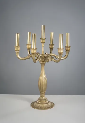 Seven Light Brass Table Candelabra
