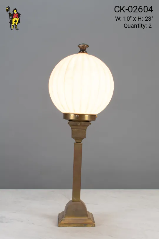 Column Table Lamp w/Frosted Globe Shade