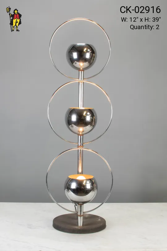 Tall Contemporary Three Light Chrome Table Lamp