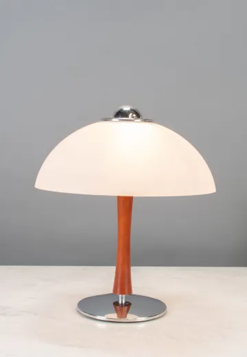 Wooden Table Lamp w/Plastic Shade