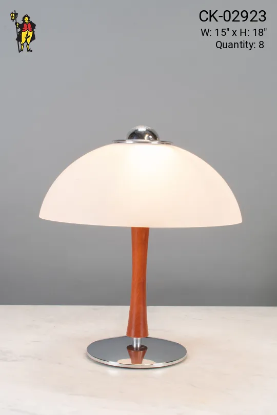 Wooden Table Lamp w/Plastic Shade