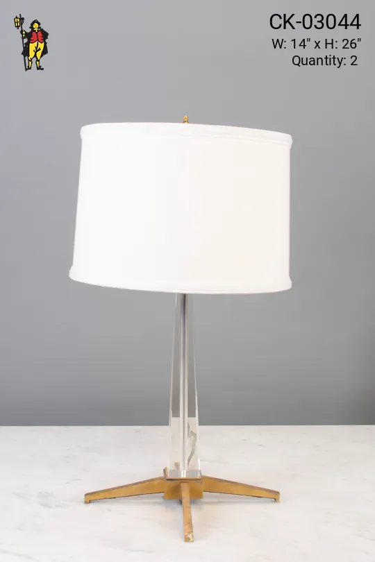 Modern Glass Table Lamp w/Brass Feet