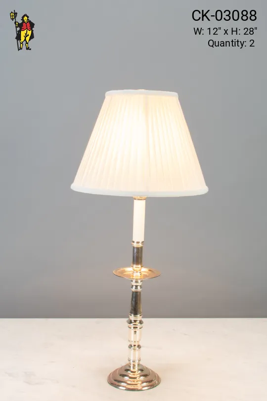 Polished Silver Single Candle Table Lamp
