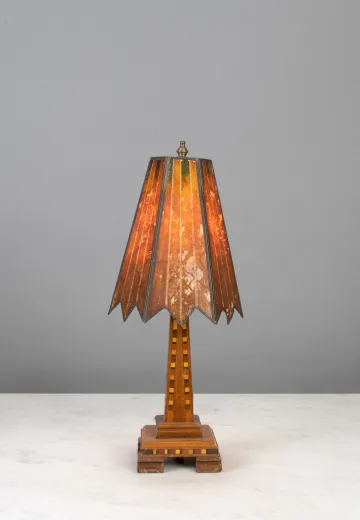 Wooden Table Lamp w/Mica Shade