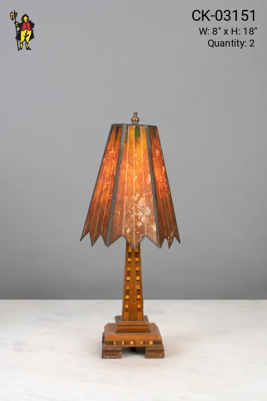 Wooden Table Lamp w/Mica Shade