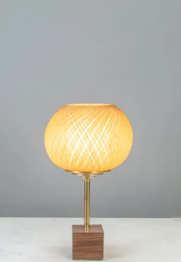 Seventies Style Wooden Table Lamp
