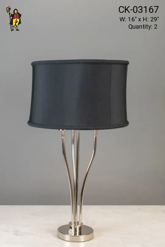 Polished Nickel Three Candle Modern Table Lamp
