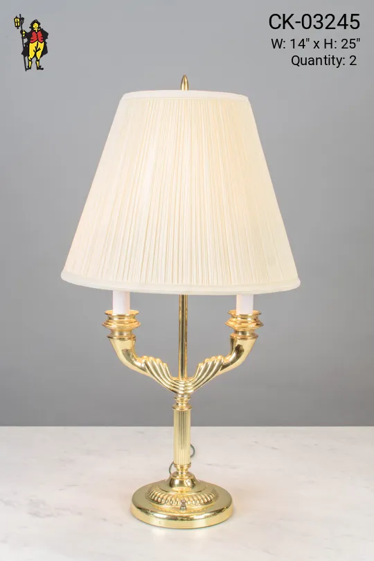 Two Candle Polished Brass Table Lamp