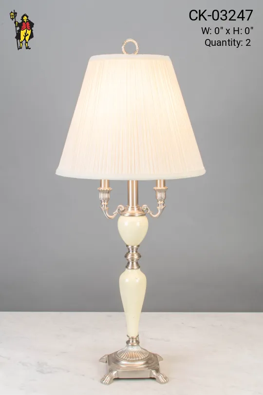 Ceramic & Nickel Three Light Table Lamp