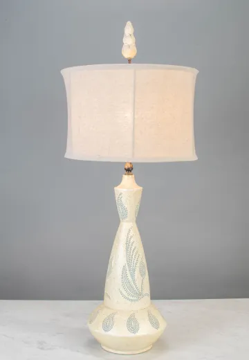 White & Blue Painted Ceramic Table Lamp
