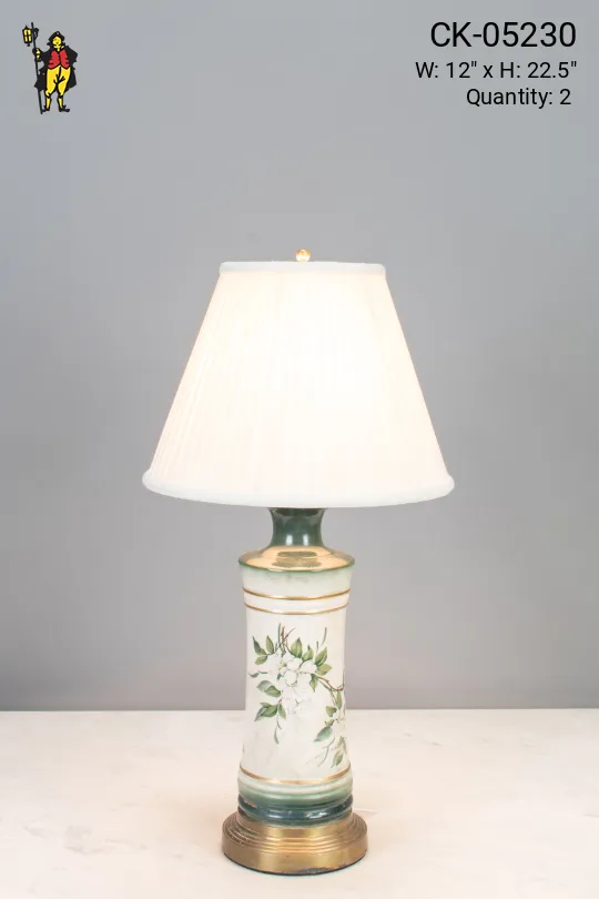 Green & White Painted Table Lamp
