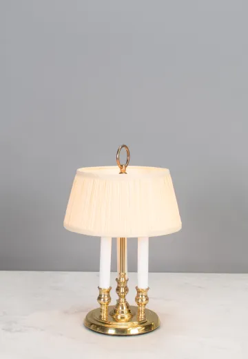 Three Candle Polished Brass Table Lamp