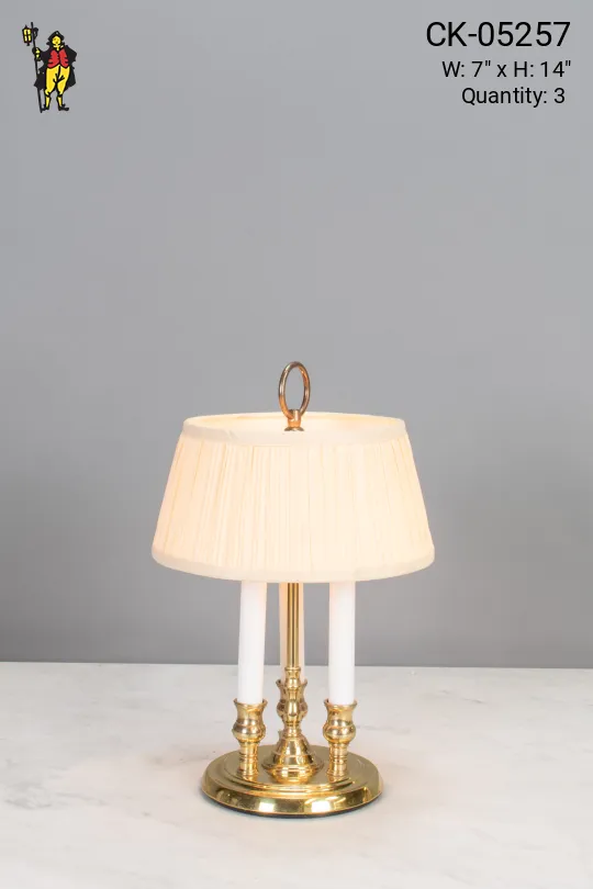 Three Candle Polished Brass Table Lamp