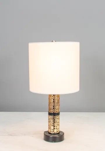 Geometic Pattern Brass Table Lamp