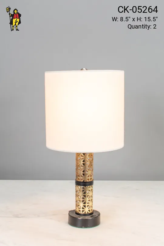 Geometic Pattern Brass Table Lamp