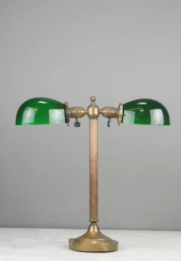 Partner Desk Lamp w/Green Glass Shade