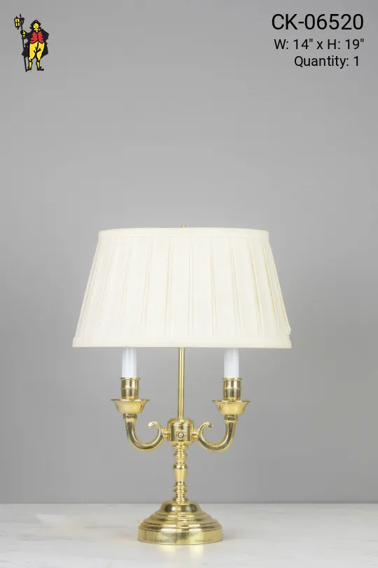 Two Candle Polished Brass Table Lamp