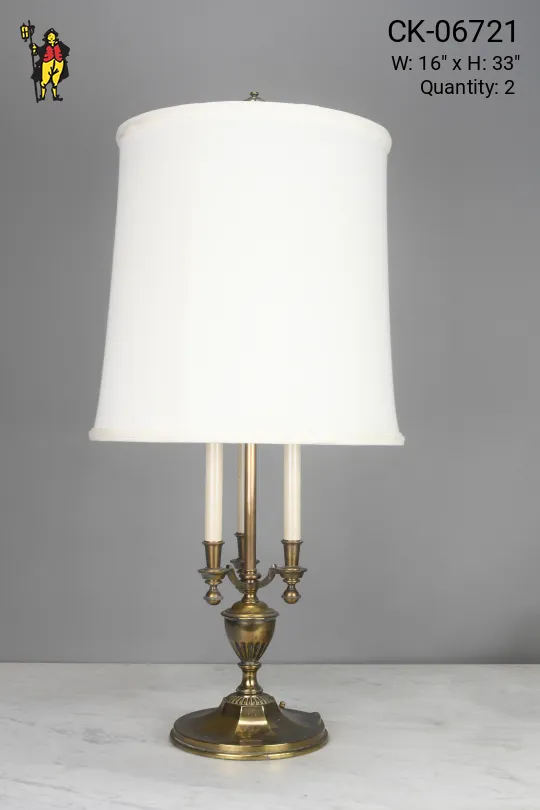 Three Candle Brass Table Lamp