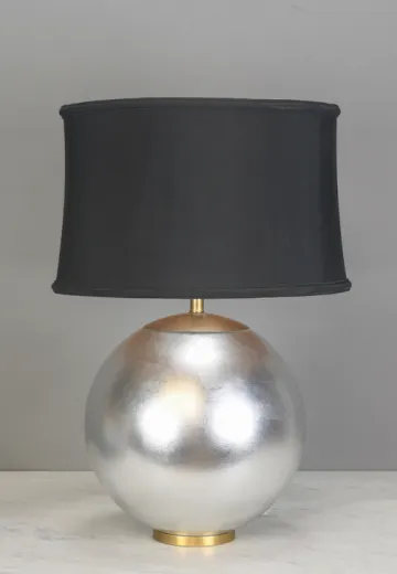 Round Polished Nickel Table Lamp