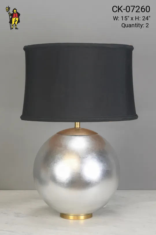 Round Polished Nickel Table Lamp