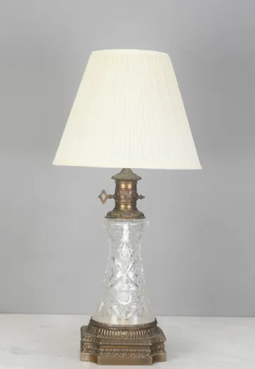 Oil Style Crystal & Brass Table Lamp