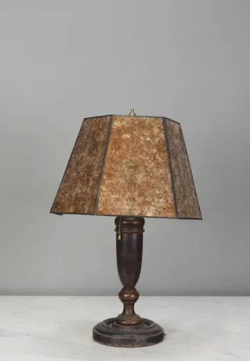 Wooden Table Lamp w/Mica Shade