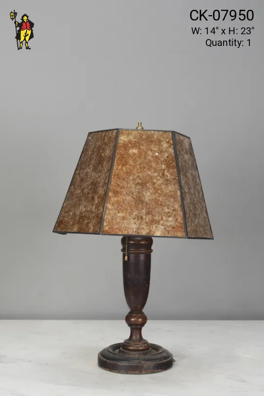 Wooden Table Lamp w/Mica Shade