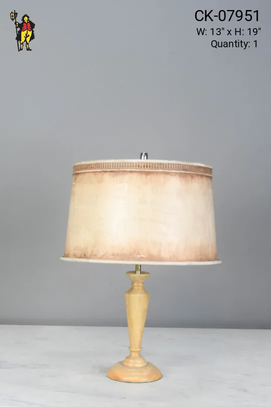 Wooden Table Lamp w/Distressed Metal Shade