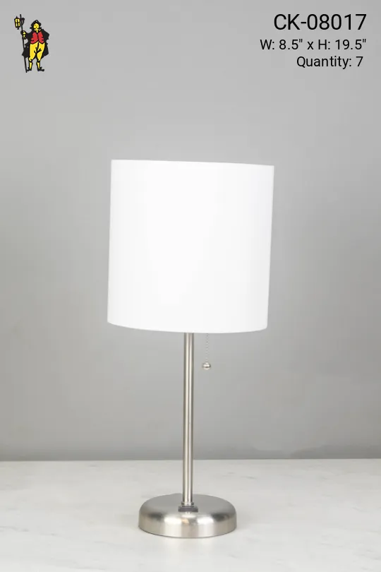 Silver Stick Lamp w/White Shade
