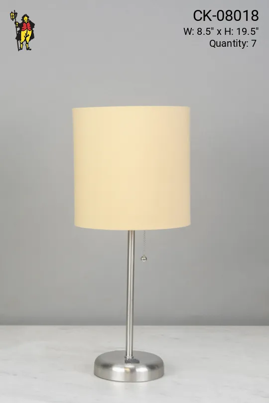 Silver Stick Lamp w/Beige Shade