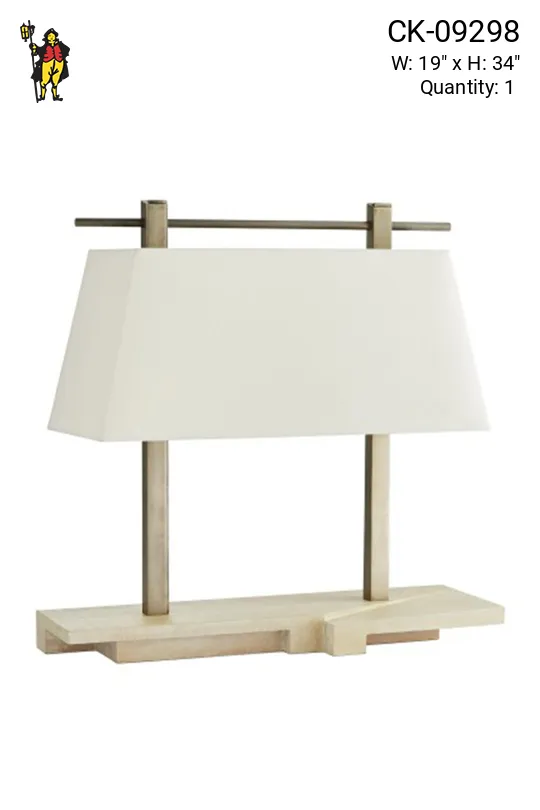 Oversize Table Lamp w/Wooden Base