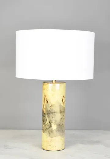 Yellow & Earth Tone Marbalized Table Lamp