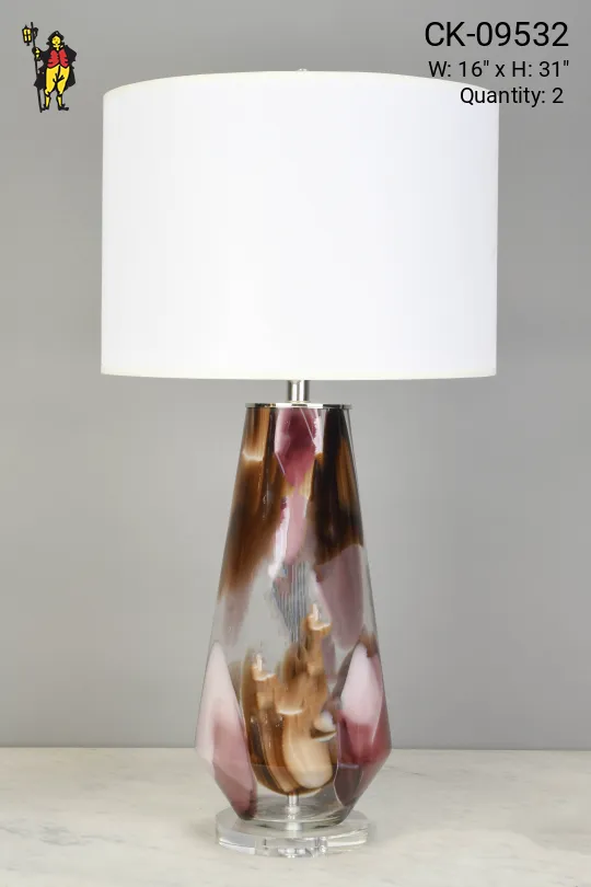 Tall Purple Glass Table Lamp