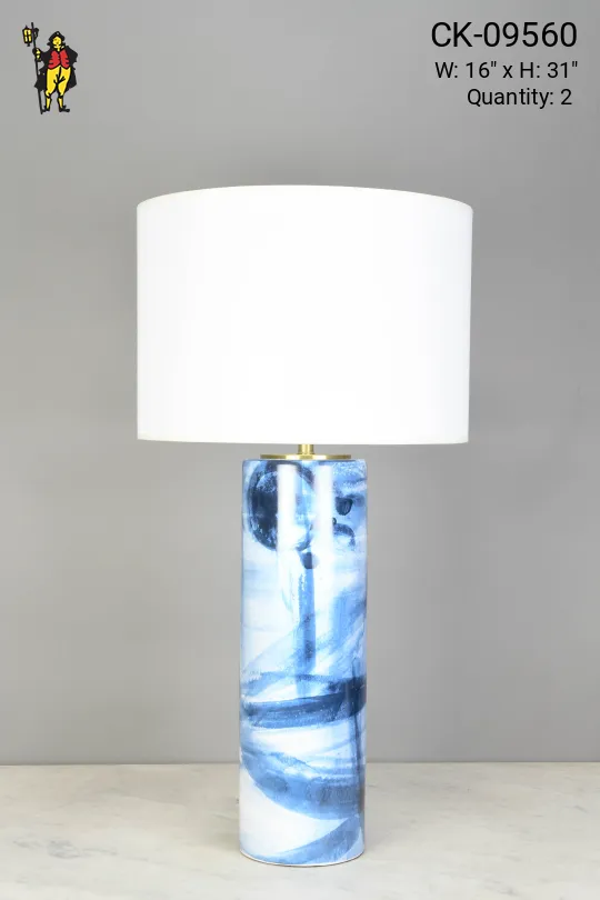 Blue & White Abstract Table Lamp